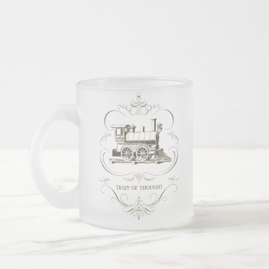 思考のヴィンテージの列車 フロストグラスマグカップ (左)