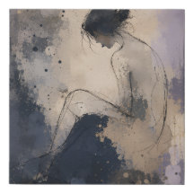 思考の重み 抽象的な人物の壁画
