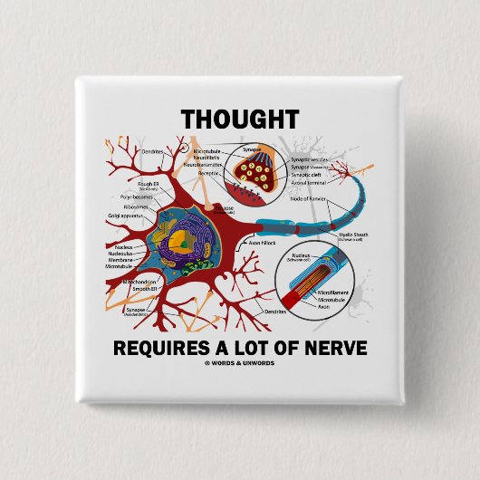 思考は要求します多くの神経(シナプス)を 缶バッジ (正面)