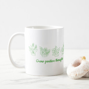 思考を前向き育てる花ミニマルかわいい コーヒーマグカップ
