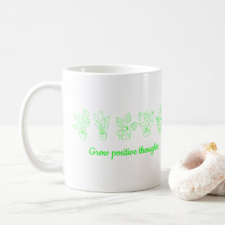 思考を前向き育てる花ミニマルかわいい コーヒーマグカップ