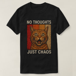 思考ゼロただのカオスオレンジ猫のミームデザイン Tシャツ