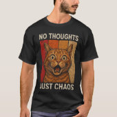 思考ゼロただのカオスオレンジ猫のミームデザイン Tシャツ (正面)
