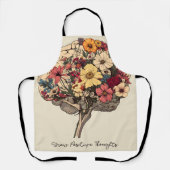 思考前向きの成長BrainフローラスタイルTシャツ エプロン (正面)