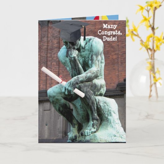 思考者おもしろいの卒業 カード (黄色い花)