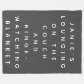 怠おもしろい惰な日がグレー名前をカスタムする フリースブランケット (正面(横))