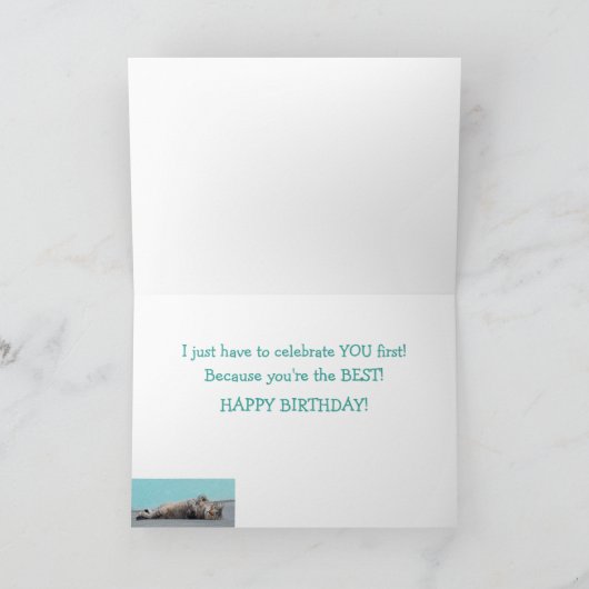 怠けおもしろい猫パパ誕生日 カード (内部)