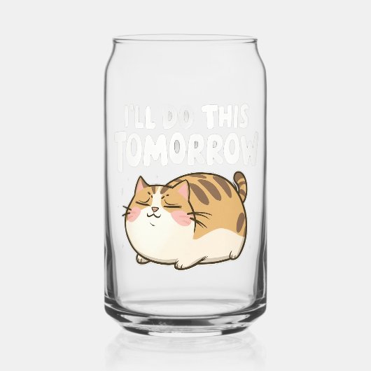 怠けおもしろい猫 – 「明日これをやるよ」 ガラス缶 (正面)