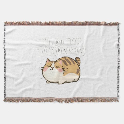 怠けおもしろい猫 – 「明日これをやるよ」 スローブランケット (正面)