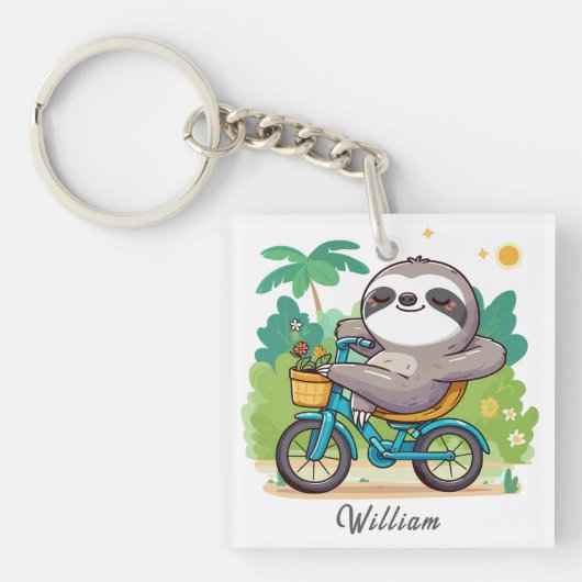 怠けパーソナライズされた者スロースのリラックス自転車の冒険 キーホルダー (正面)