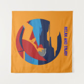 怠けリラックス者の態度グラフィックデザイン タペストリー (正面(横))