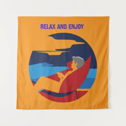 怠けリラックス者の態度グラフィックデザイン タペストリー (正面)