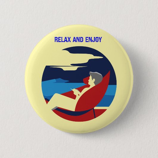 怠けリラックス者の態度グラフィックデザイン 缶バッジ (正面)