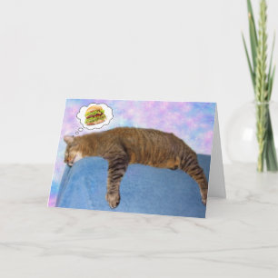 怠け猫とチーズバーガー誕生日 カード