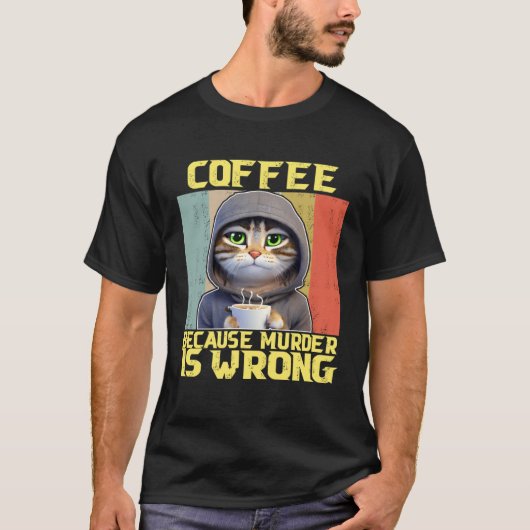 怠け猫コーヒーだってだめにゃんこ 2 Tシャツ (正面)