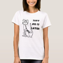 怠け猫付き女性用Tシャツ Tシャツ