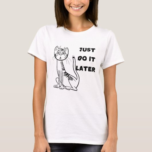 怠け猫付き女性用Tシャツ Tシャツ (正面)