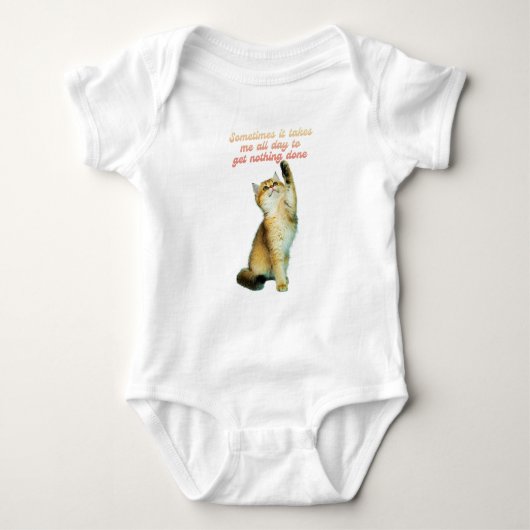 怠け猫好き 面白い かわいい猫 ベビーボディスーツ (正面)