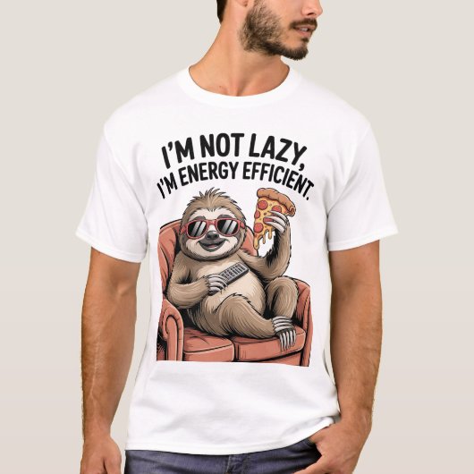 怠け者じゃない、エコロジカル思考 Funny Sloth P Tシャツ (正面)