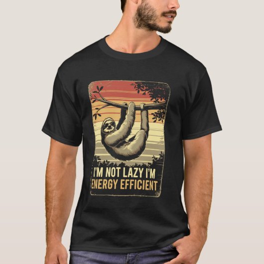 怠け者じゃない、効率的だなんてナマケモノのミーム Tシャツ (正面)