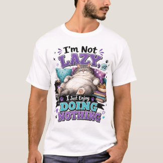 「怠け者じゃない」面白い猫のメンズTシャツ Tシャツ