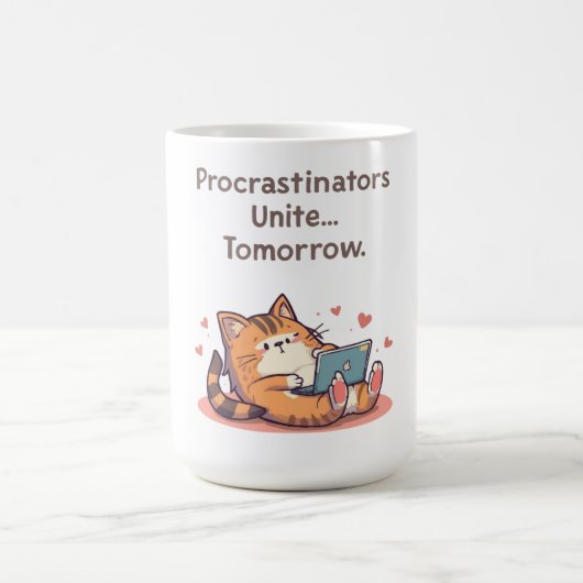 怠け者のための猫のモチベーショングッズ - Procrastinators Uni コーヒーマグカップ (中央)