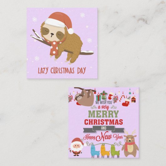 怠け者のクリスマスデー ノートカード (正面/裏面)