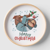 怠け者のスロスクリスマス 壁時計 (正面)