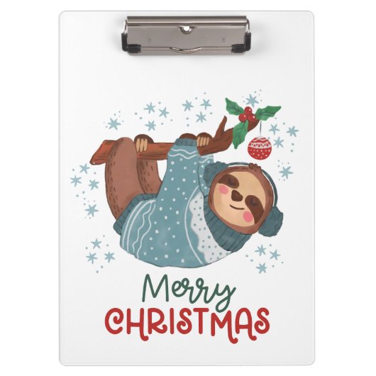 怠け者のナマケモノのクリスマス クリップボード (正面)