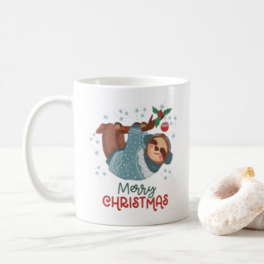 怠け者のナマケモノのクリスマス コーヒーマグカップ (ドーナツ)