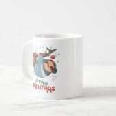 怠け者のナマケモノのクリスマス コーヒーマグカップ (正面左)