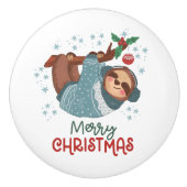 怠け者のナマケモノのクリスマス セラミックノブ (正面)