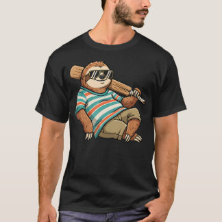 怠け者のナマケモノ野球選手 夏の気分 Tシャツ