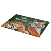 怠け者のパーソナライズされた虎 カッティングボード (角)