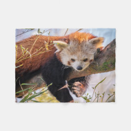怠け者のレッサーパンダ フリースブランケット