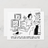 怠け者の夫がテレビで競馬を見る ポストカード (正面/裏面)