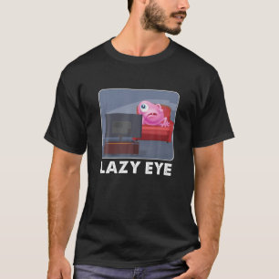 怠け者の目を座らせ家にいてテレビを見る  Tシャツ