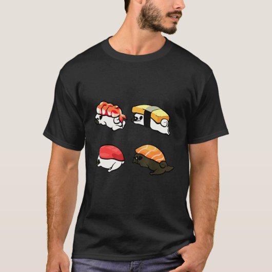 怠け者パグ寿司 Tシャツ (正面)