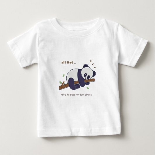 怠け者パンダの名言 – 疲れと目の下のクマ ベビーTシャツ (正面)