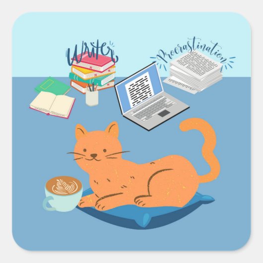 怠け者ライターねこ スクエアシール (正面)