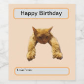 怠け者Cant面倒なジンジャーキャット、誕生日 ワインラベル (シングルラベル)