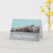 怠すごいけ者かわいい猫おもしろい誕生日 カード (黄色い花)
