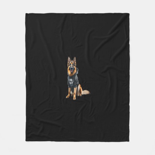怠惰おもしろいなドイツの羊飼い犬チリン犬チル フリースブランケット (正面)