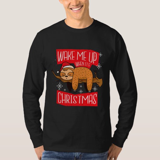怠惰おもしろいスロスクリスマスパジャマ Tシャツ (正面)