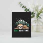 怠惰なクリスマスのナマケモノ 楽しい ポストカード (スタンド正面)