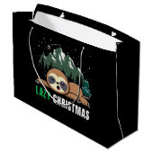 怠惰なクリスマスのナマケモノ  楽しい ラージペーパーバッグ (裏面アングル)