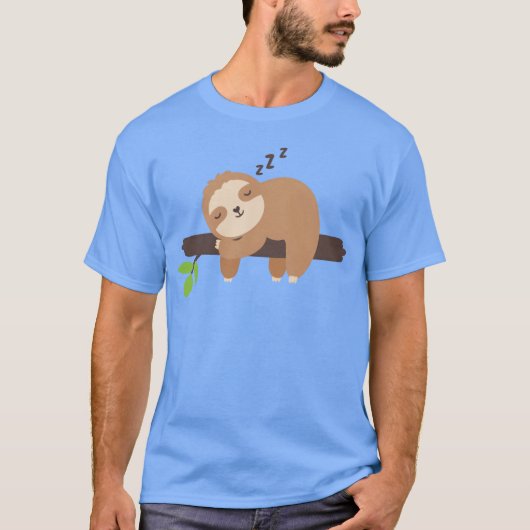 怠惰なナマケモノの眠そうな動物ファミリー Tシャツ (正面)