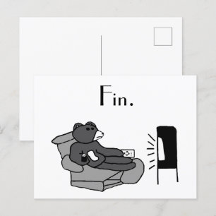 怠惰なパパクマ漫画"フィン"、ノワール映画のジョーク ポストカード