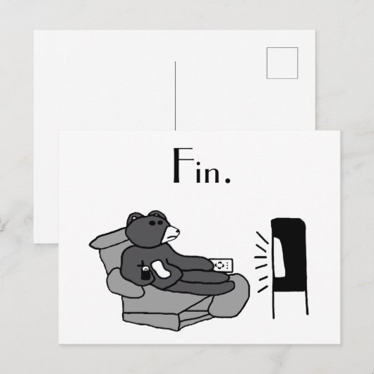 怠惰なパパクマ漫画"フィン"、ノワール映画のジョーク ポストカード (正面/裏面)