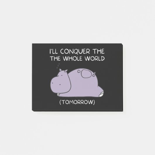 怠惰なヒッポ私は明日、世界を征服する ポストイット (正面)